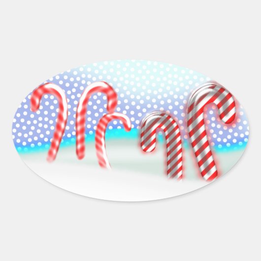 Candy Cane Forest Kerstmis Ovale Sticker (Voorkant)