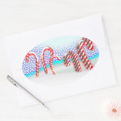 Candy Cane Forest Kerstmis Ovale Sticker (Envelop)
