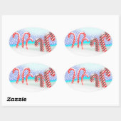 Candy Cane Forest Kerstmis Ovale Sticker (Vel)