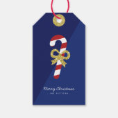 Candy Cane | Fun Christmas Blue & Gold Cadeaulabel (Voorkant)