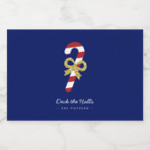 Candy Cane | Fun Christmas Blue & Gold Likeurfles Etiket (Enkel label)