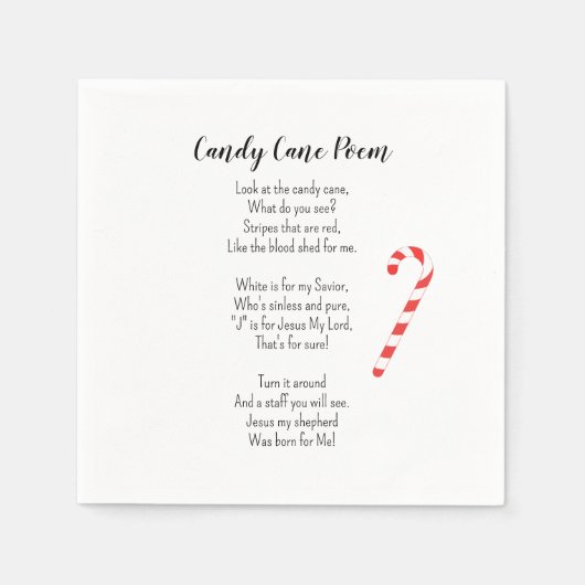 Candy Cane Gedicht Kerstcadeau Servet (Voorkant)