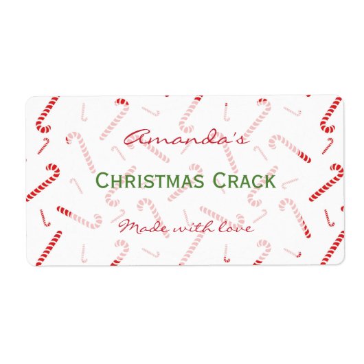 Candy Cane Gepersonaliseerde Christmas Treat Label (Voorkant)