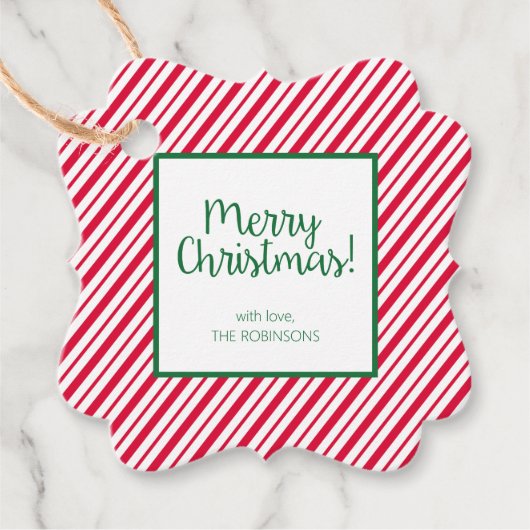 Candy Cane Gestreept  Bedankjes Labels (Voorkant)