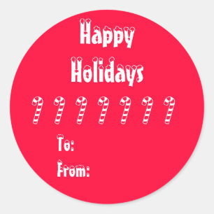 Candy Cane Gift Label Sticker