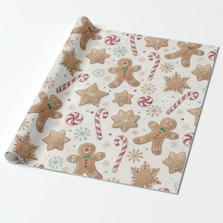 Candy Cane Gingerbread Man Cadeaupapier