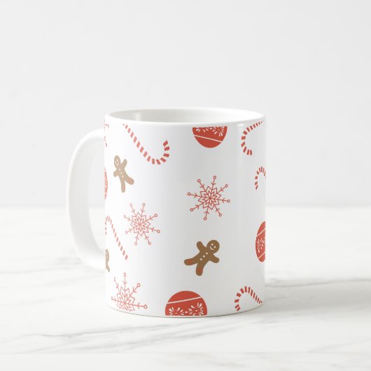Candy Cane Gingerbread Man Snowflake Mok (Voorkant links)