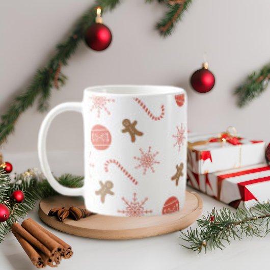 Candy Cane Gingerbread Man Snowflake Mok