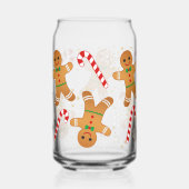 Candy Cane Gingerbread Man Snowy Christmas Blikvorm Glas (Voorkant)