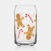 Candy Cane Gingerbread Man Snowy Christmas Blikvorm Glas (Links)
