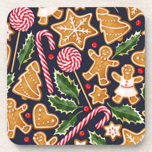 Candy Cane Gingerbrood Kerstmis | Vastgesteld Onde Bier Onderzetter (Voorkant)