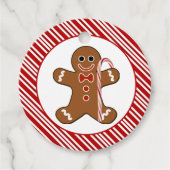 Candy Cane Gingerbrood Man met kerstcadeaus F Bedankjes Labels (Voorkant)