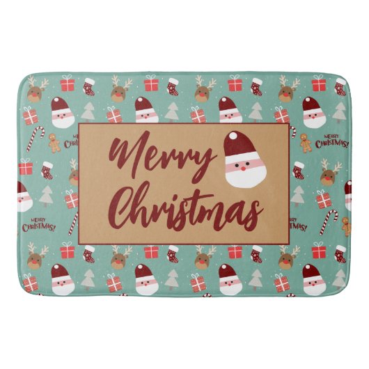 Candy Cane Gingerbrood Pattern Badmat (Voorkant)
