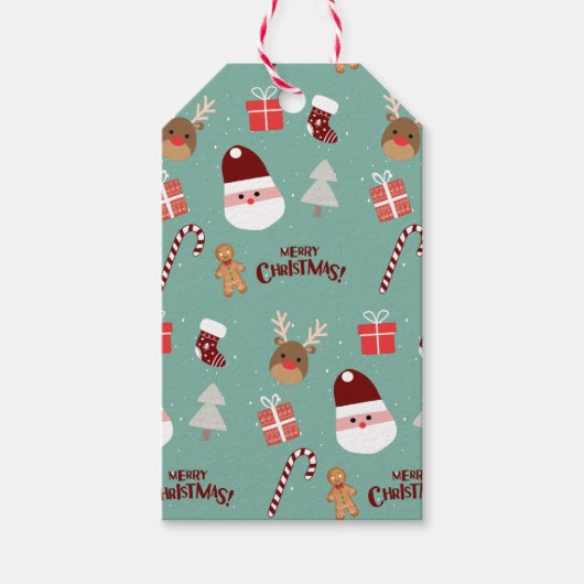 Candy Cane Gingerbrood Pattern Cadeaulabel (Voorkant)