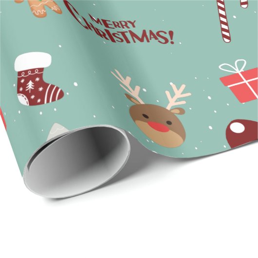 Candy Cane Gingerbrood Pattern Cadeaupapier (Rol Hoek)