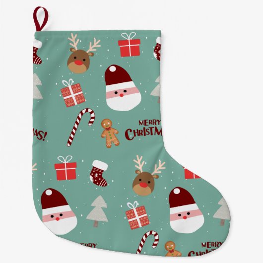Candy Cane Gingerbrood Pattern Grote Kerstsok (Voorkant)