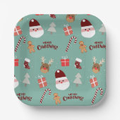 Candy Cane Gingerbrood Pattern Papieren Bordje (Voorkant)