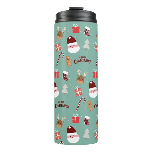 Candy Cane Gingerbrood Pattern Thermosbeker (Voorkant)