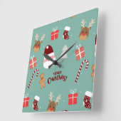 Candy Cane Gingerbrood Pattern Vierkante Klok (Hoek)