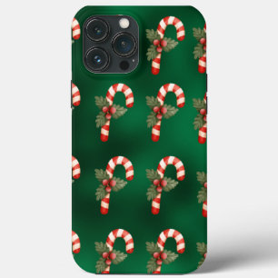 Candy Cane Green Metallic Holiday Cute iPhone 13 Pro Max Hoesje