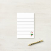 Candy Cane Green Ribbon Christmas Lined Post-it® Notes (Op bureau)