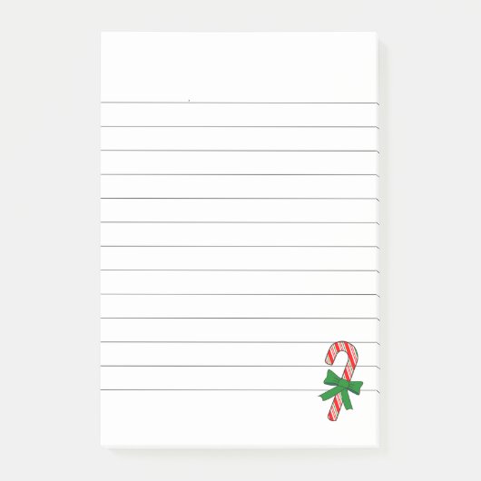 Candy Cane Green Ribbon Christmas Lined Post-it® Notes (Voorkant)