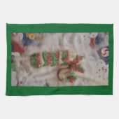 Candy Cane Hand Towel on Green Theedoek (Horizontaal)