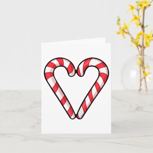 Candy Cane Hart Kerst Schattigee Vakantie Rood Wit Kaart (Gele Bloem)