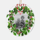 Candy Cane hart krans foto Vrolijk kerstjaar Keramisch Ornament (Links)