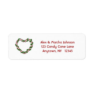 Candy Cane Heart Address Label
