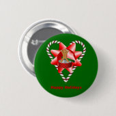 Candy Cane Heart Christmas Holiday Button Pin (Voorkant /achterkant)