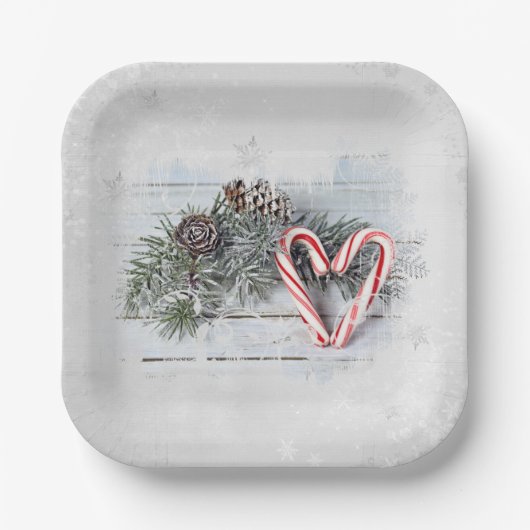 Candy Cane Heart en Pine Papieren Bordje (Voorkant)