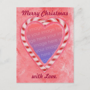 Candy Cane Heart Foto toevoegen Kerst Briefkaarten