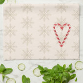 Candy Cane Heart Illustration Snowflake Pattern Theedoek (Gevouwen)