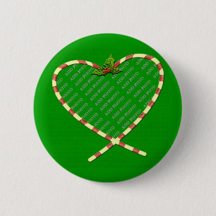 Candy Cane Heart je foto Ronde Button 5,7 Cm
