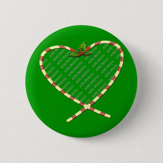 Candy Cane Heart je foto Ronde Button 5,7 Cm (Voorkant)
