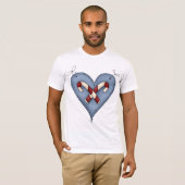 Candy Cane Heart Mannen T-shirt (Voorkant volledig)