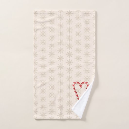 Candy Cane Heart Snowflake Pattern Holiday (Serviette à main)