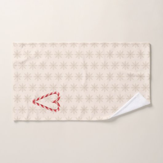 Candy Cane Heart Snowflake Pattern Holiday (Serviette à main)