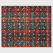 Candy Cane Hearts and Snowflakes On Plaid Cadeaupapier (Vlak)