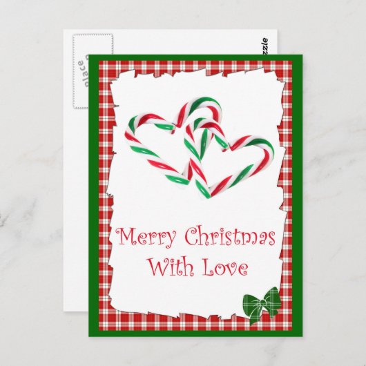 Candy Cane Hearts Briefkaart (Voorkant / Achterkant)
