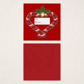 Candy Cane hearts with bell and holly on red (Devant & derrière)