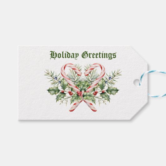 Candy Cane Holiday Grote Gift Bag Cadeaulabel (Voorkant (Horizontaal))