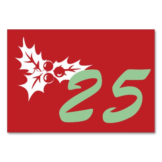 Candy Cane Holly | Custom Table Number Card 3 x 5 Kaart (Voorkant)