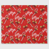 Candy Cane Holly Jolly Modern Festive Kerstmis Cadeaupapier (Vlak)