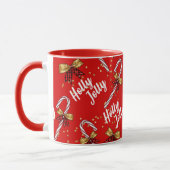Candy Cane Holly Jolly Modern Festive Kerstmis Mok (Links)