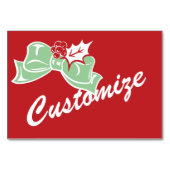 Candy Cane Holly | Retro aangepaste tabel Kaart (Achterkant)