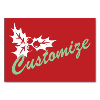 Candy Cane Holly | Retro aangepaste tabel Kaart