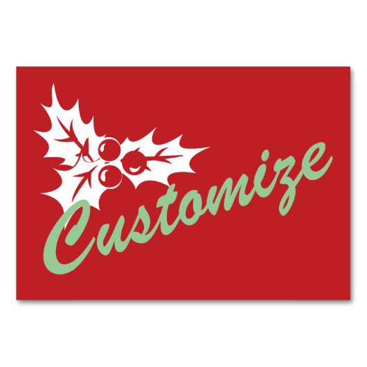 Candy Cane Holly | Retro aangepaste tabel Kaart (Voorkant)