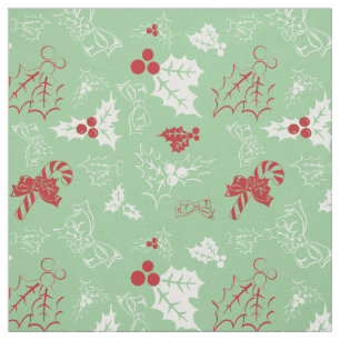 Candy Cane Holly Rode en groene kerststof Stof